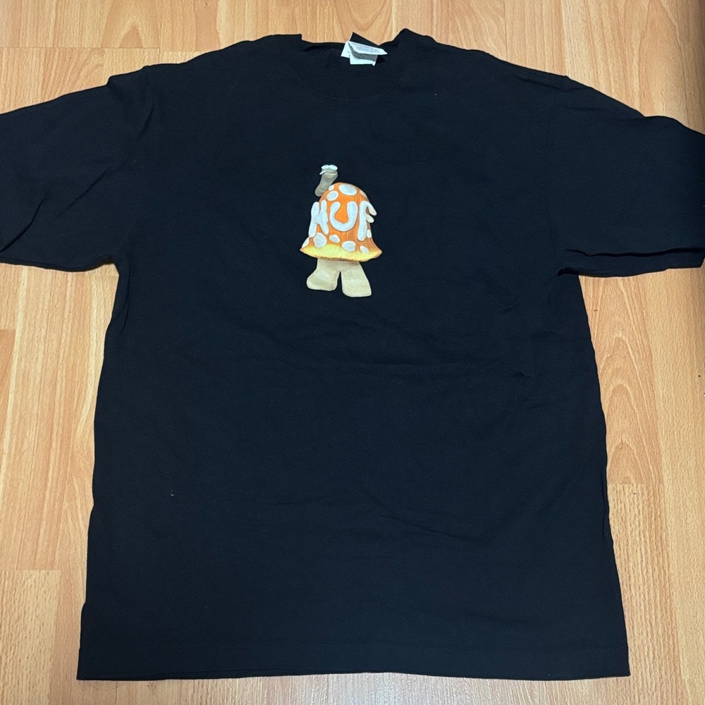 HUF Black Tee with Orange Graphic
